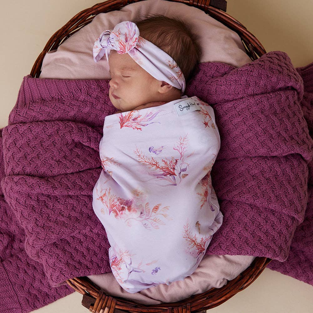 Coral Organic Snuggle Swaddle & Topknot Set - Timber Tinkers