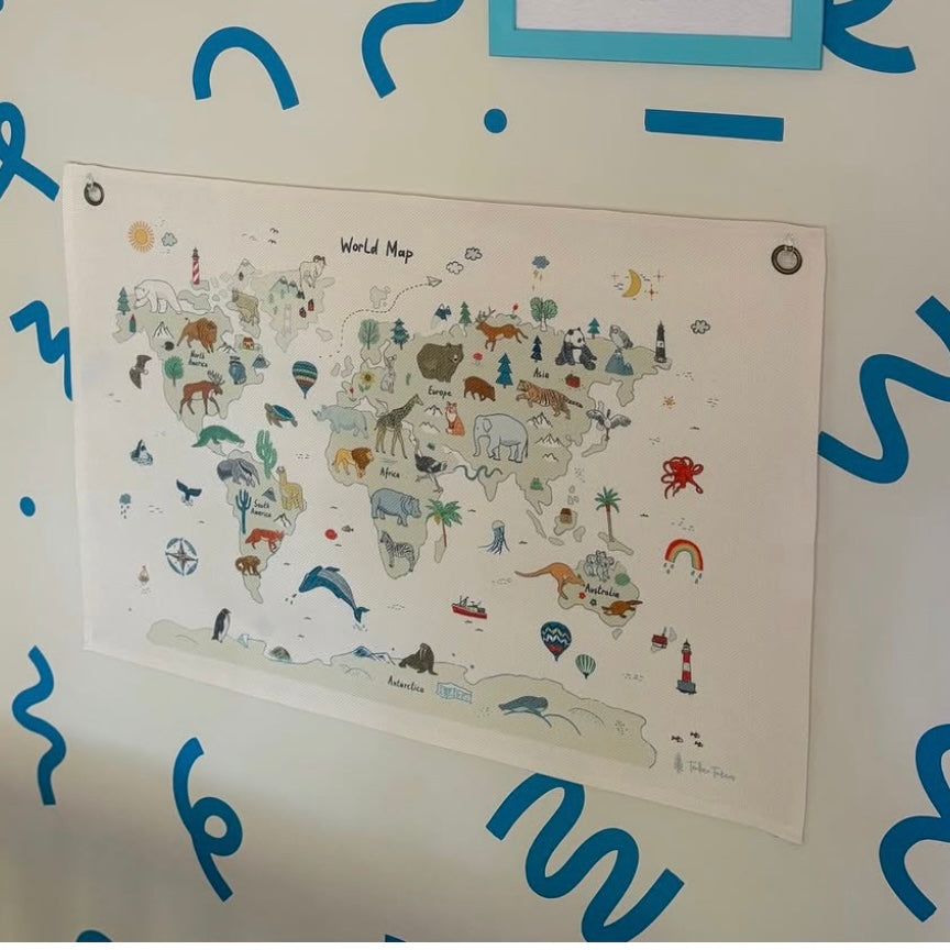 Animal Map Canvas Wall Hang - Timber Tinkers