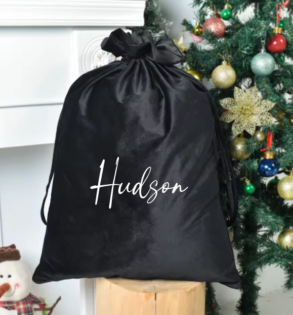 Personalised Velvet Santa Sack - Black