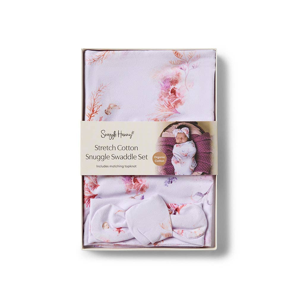Coral Organic Snuggle Swaddle & Topknot Set - Timber Tinkers