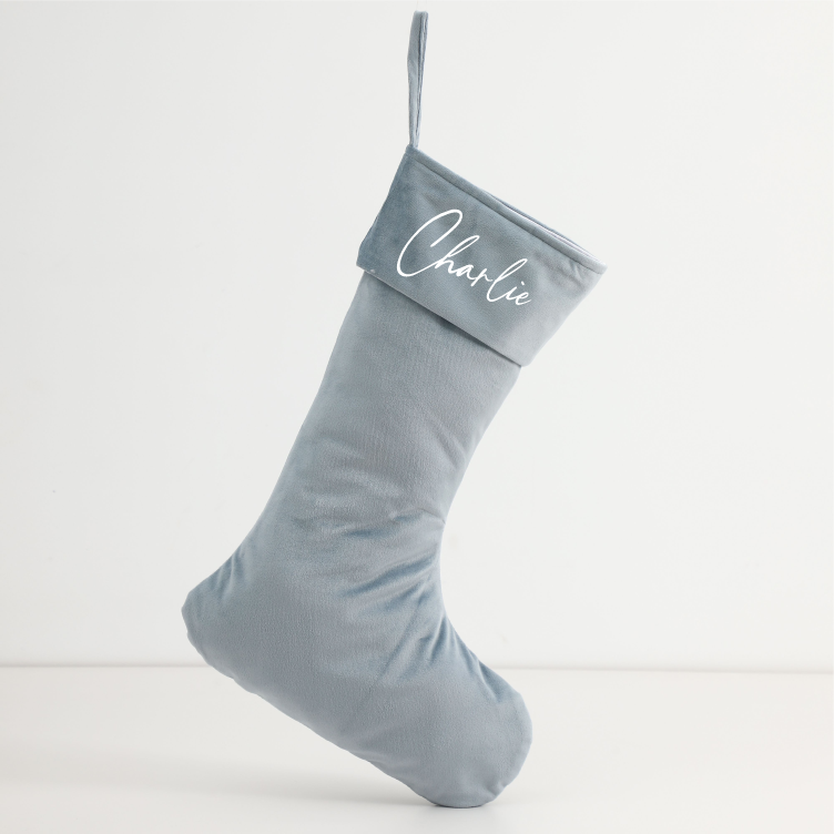 Personalised Velvet Stockings - Light Blue