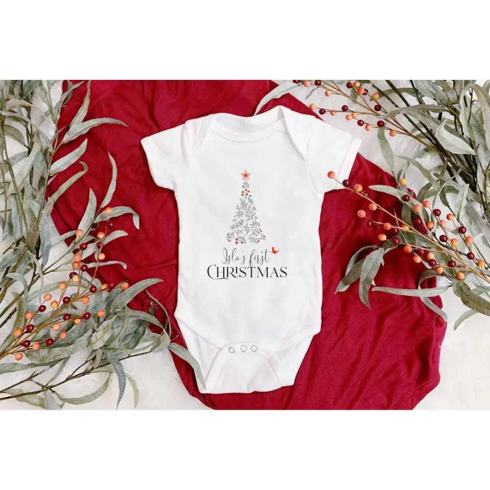 Christmas Onesie - Floral Christmas Tree - Timber Tinkers