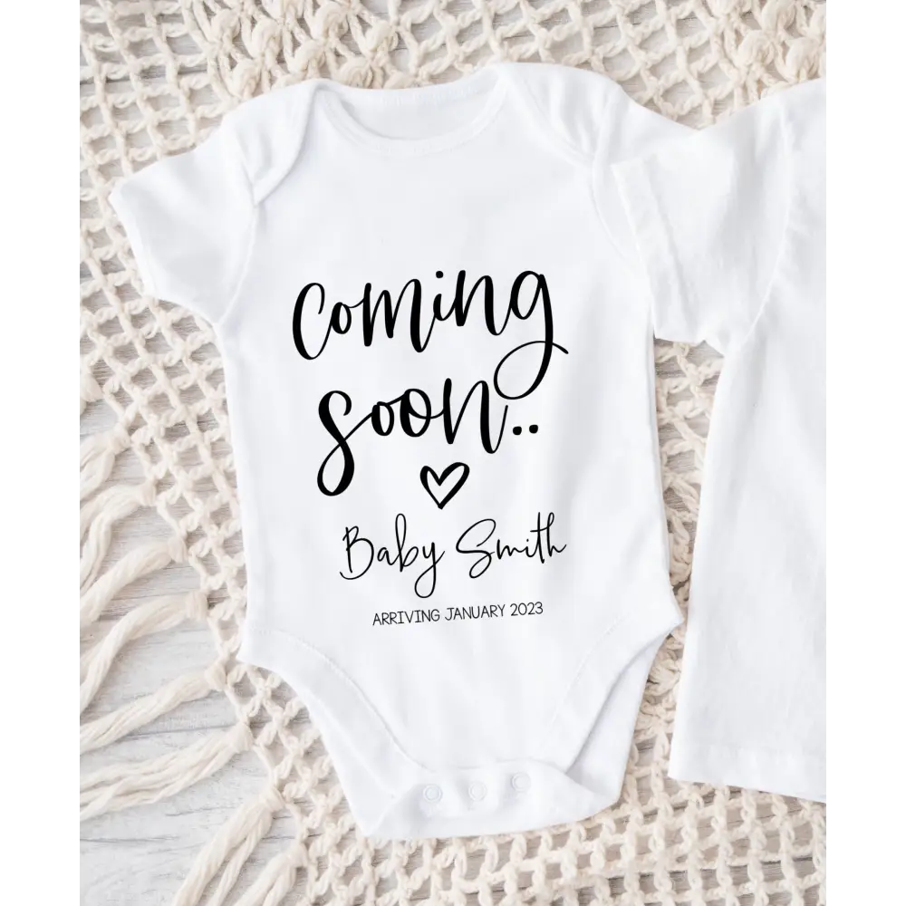 Coming soon heart onesie - Timber Tinkers