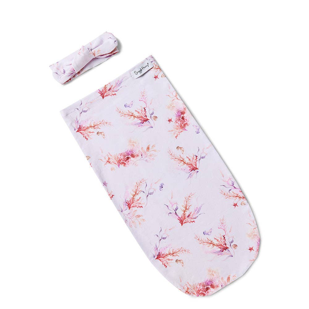 Coral Organic Snuggle Swaddle & Topknot Set - Timber Tinkers