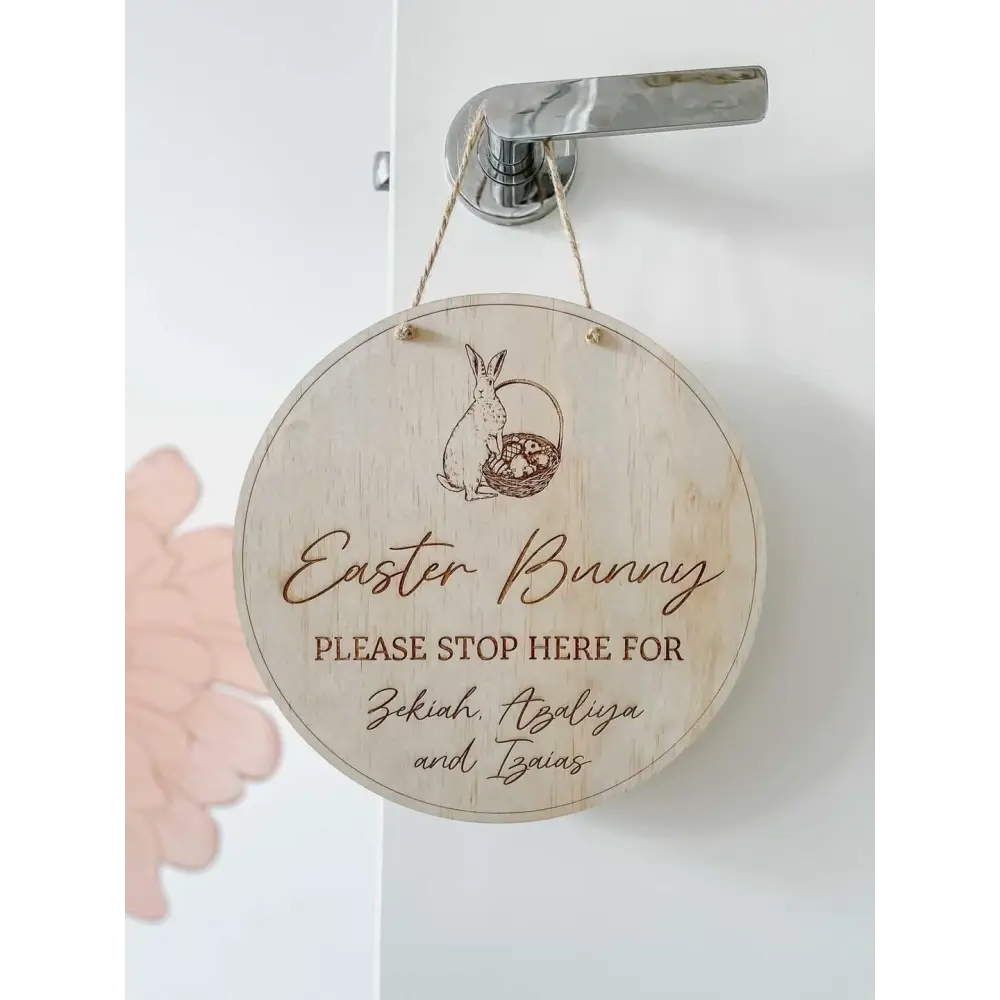 Easter Bunny Please Stop Here Sign - Bunny Basket - Timber Tinkers