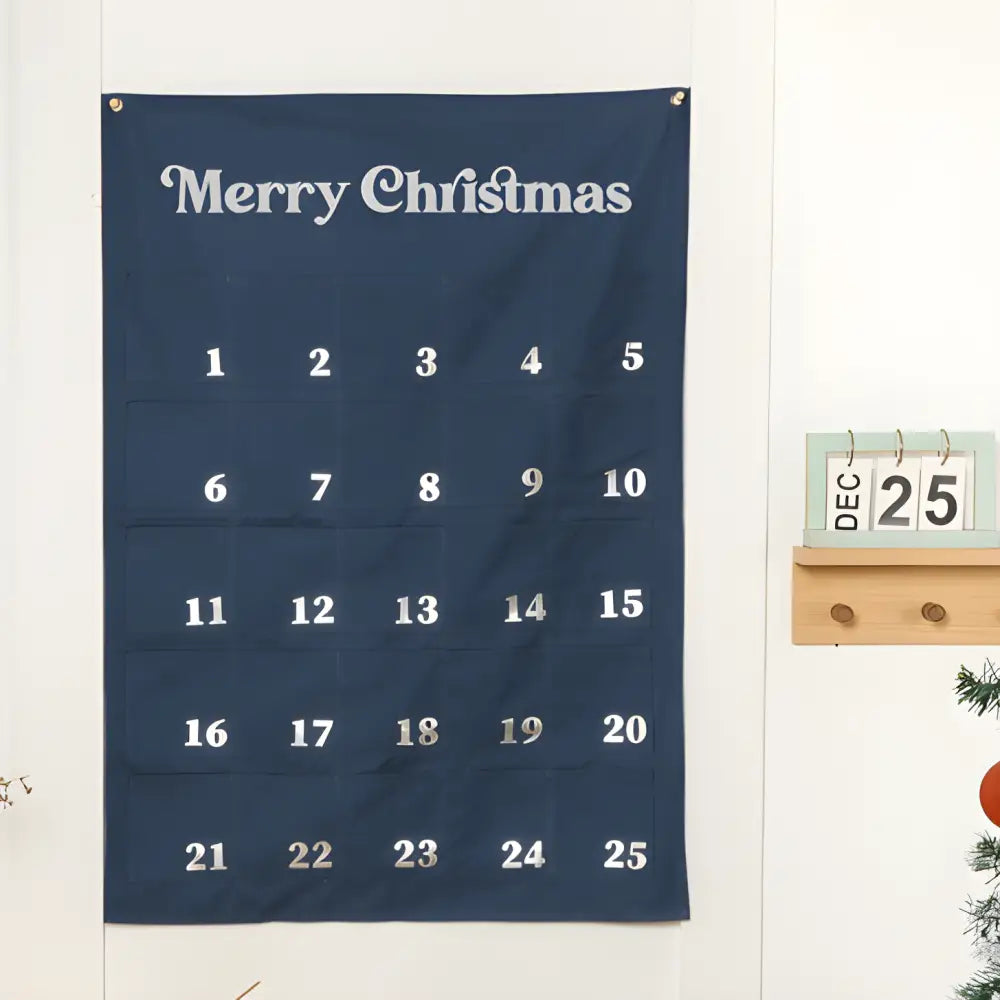 Extra Large Merry Christmas Advent Calendar - NAVY - Timber Tinkers