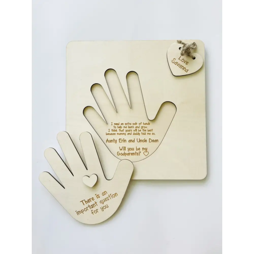 Little Hand Godparent Invitation - Timber Tinkers