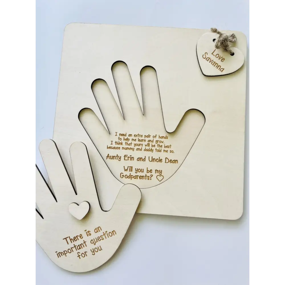 Little Hand Godparent Invitation - Timber Tinkers