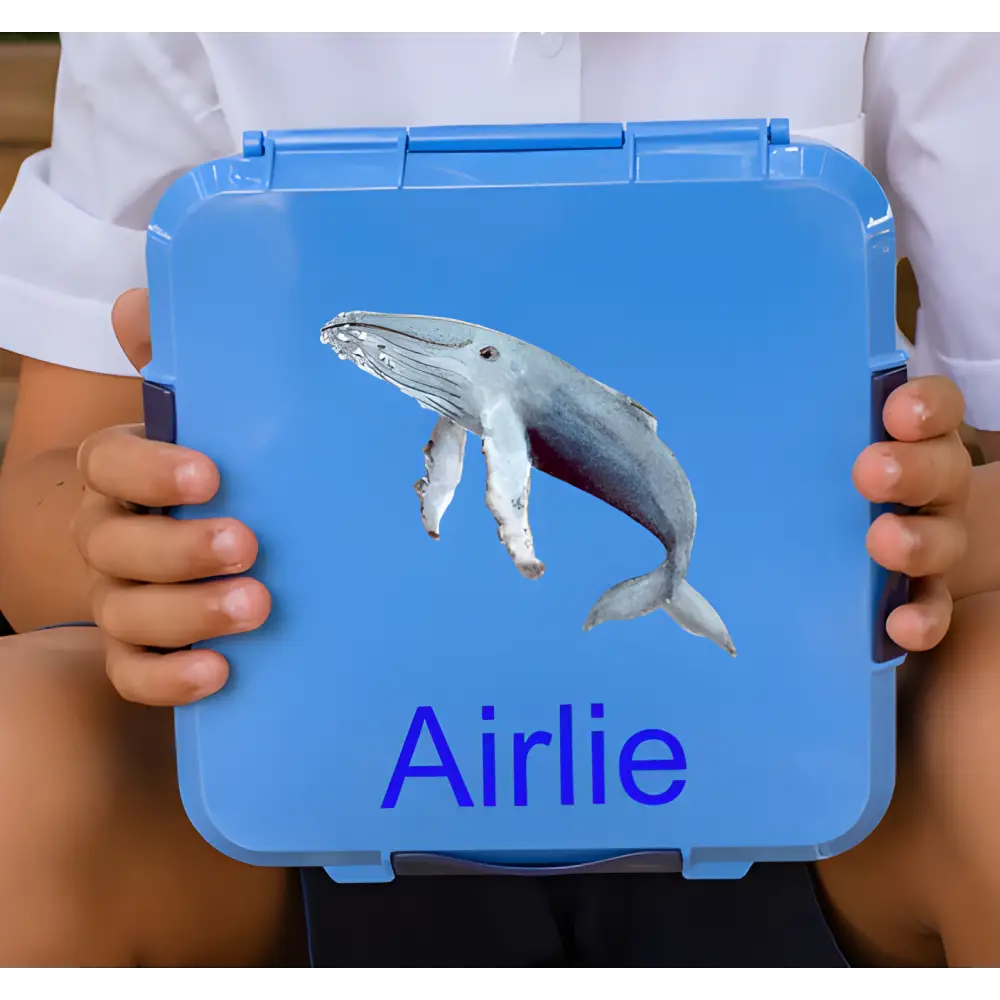 Personalised Blue Lunch Box - Whale - Timber Tinkers