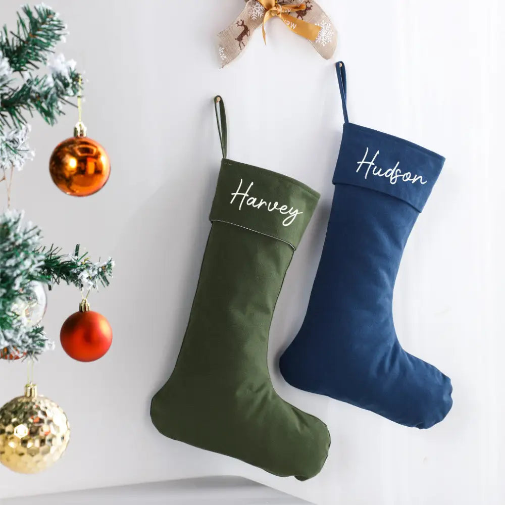 Personalised Canvas Stockings - Cream