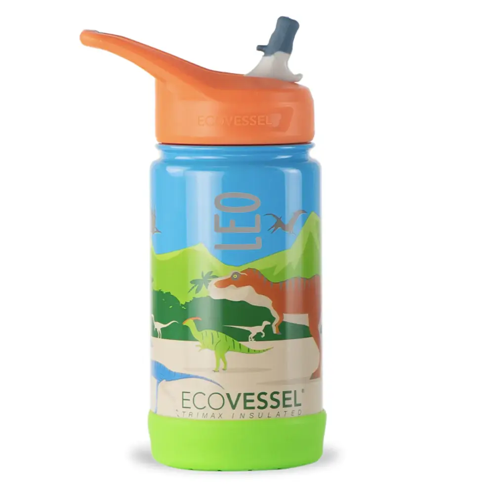 Personalised Kids Insulated Drink Bottle - Dinosaur - Timber Tinkers
