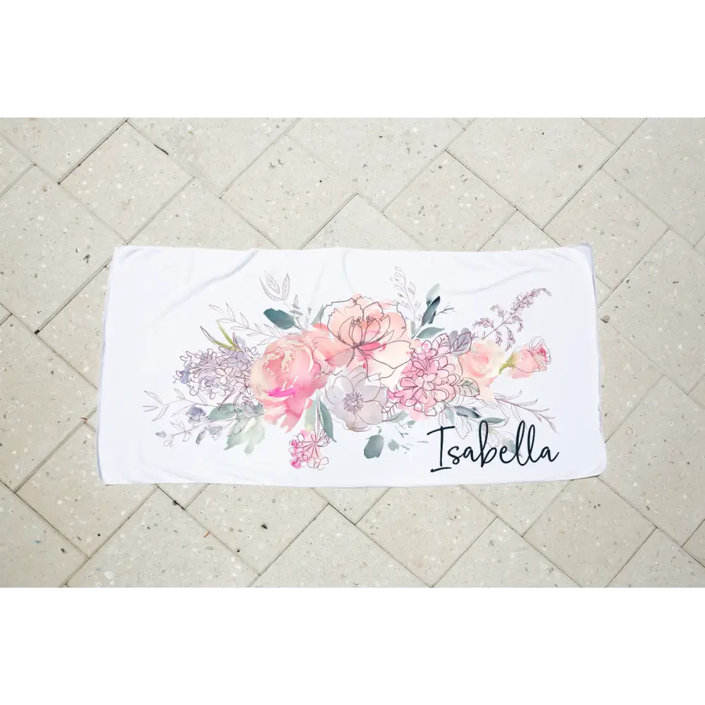 Personalised Kids Towel - Floral - Timber Tinkers