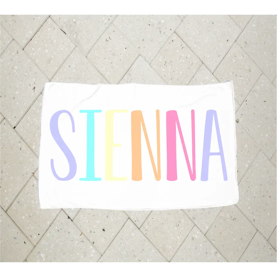 Personalised Kids Towel - Rainbow Name - Timber Tinkers