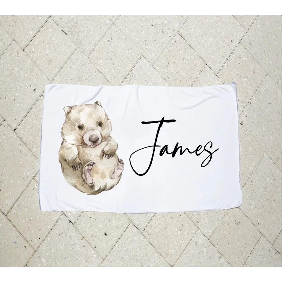 Personalised Kids Towel - Wombat - Timber Tinkers