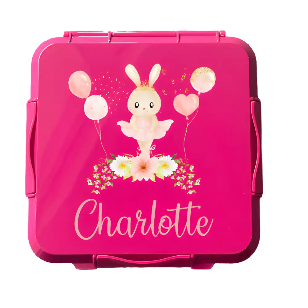 Personalised Magenta Lunch Box - Ballerina - Timber Tinkers