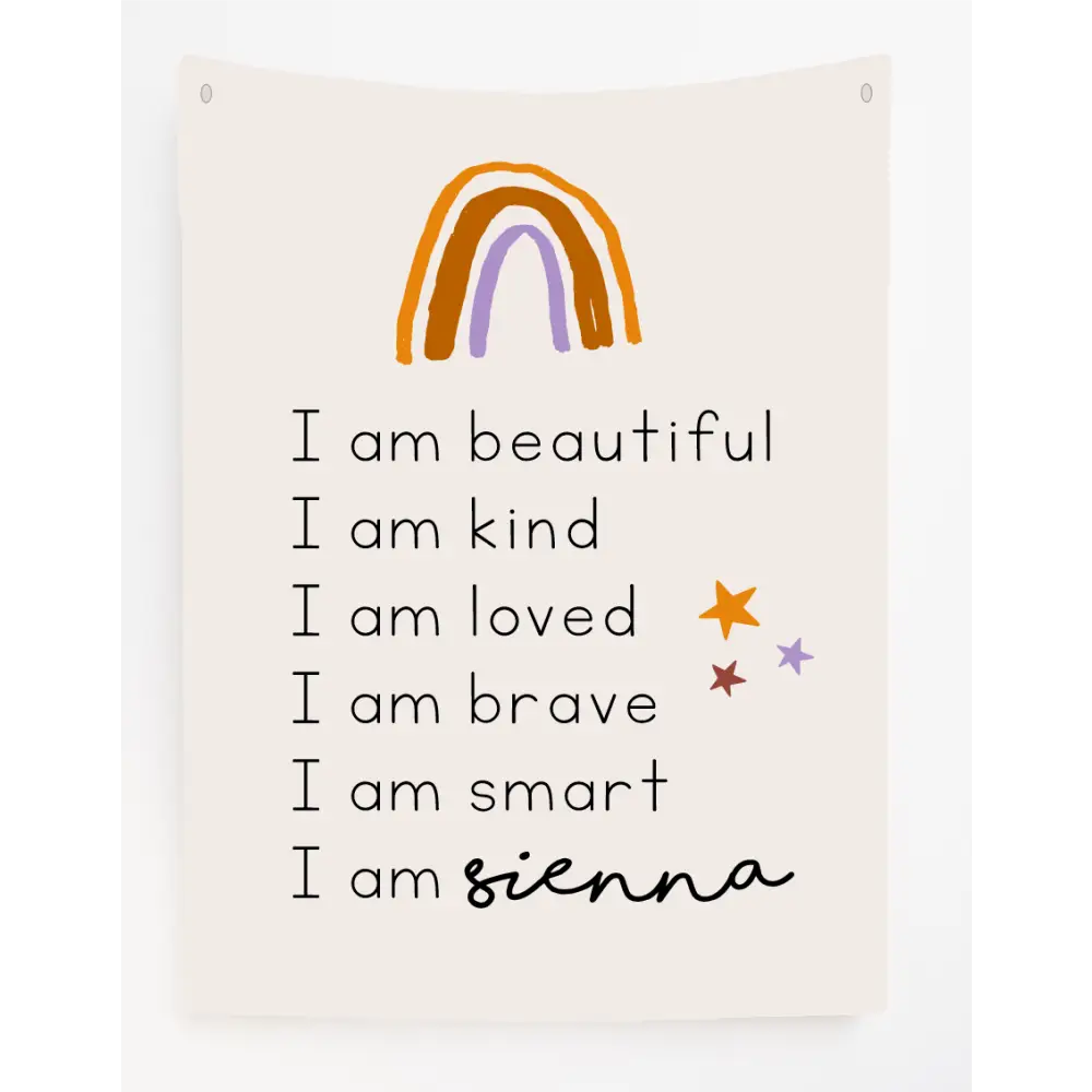 Personalised Rainbow Affirmation Canvas Wall Hang - Timber Tinkers