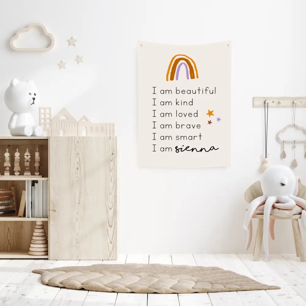 Personalised Rainbow Affirmation Canvas Wall Hang - Timber Tinkers
