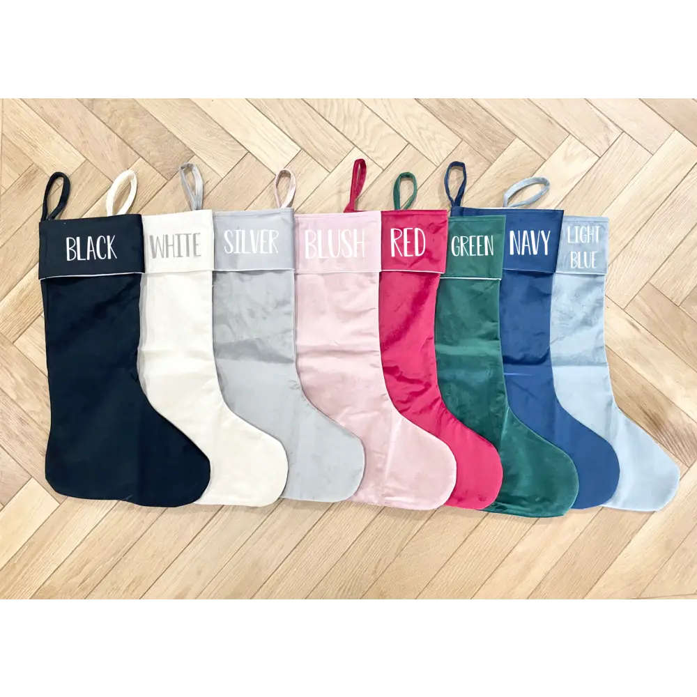 Personalised Velvet Stockings - Navy - Timber Tinkers