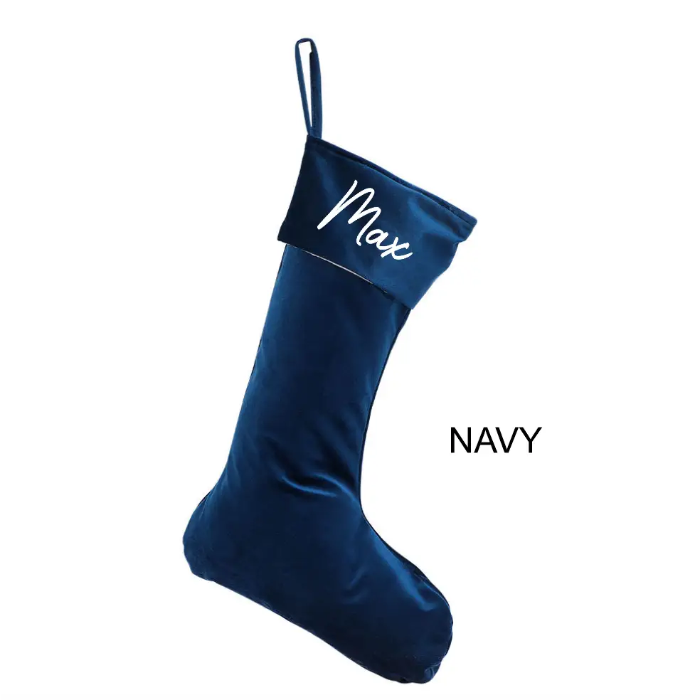 Personalised Velvet Stockings - Navy - Timber Tinkers