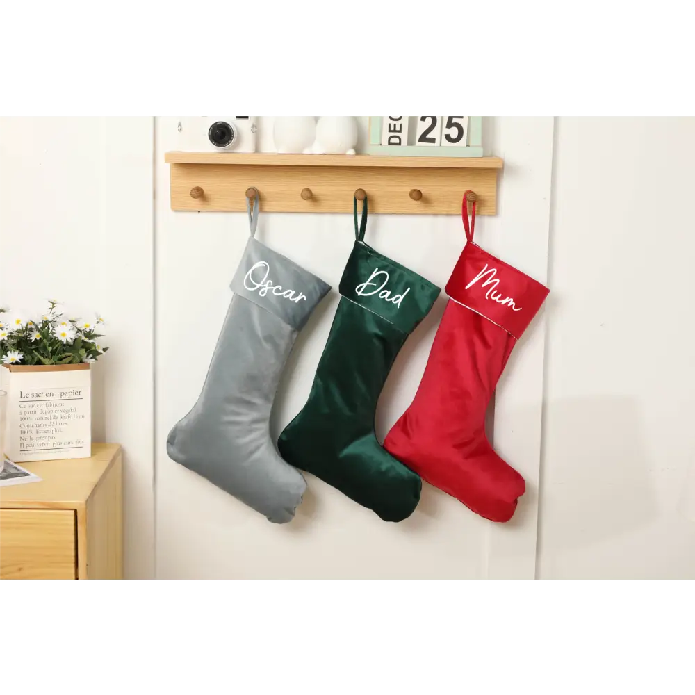 Personalised Velvet Stockings - Navy - Timber Tinkers