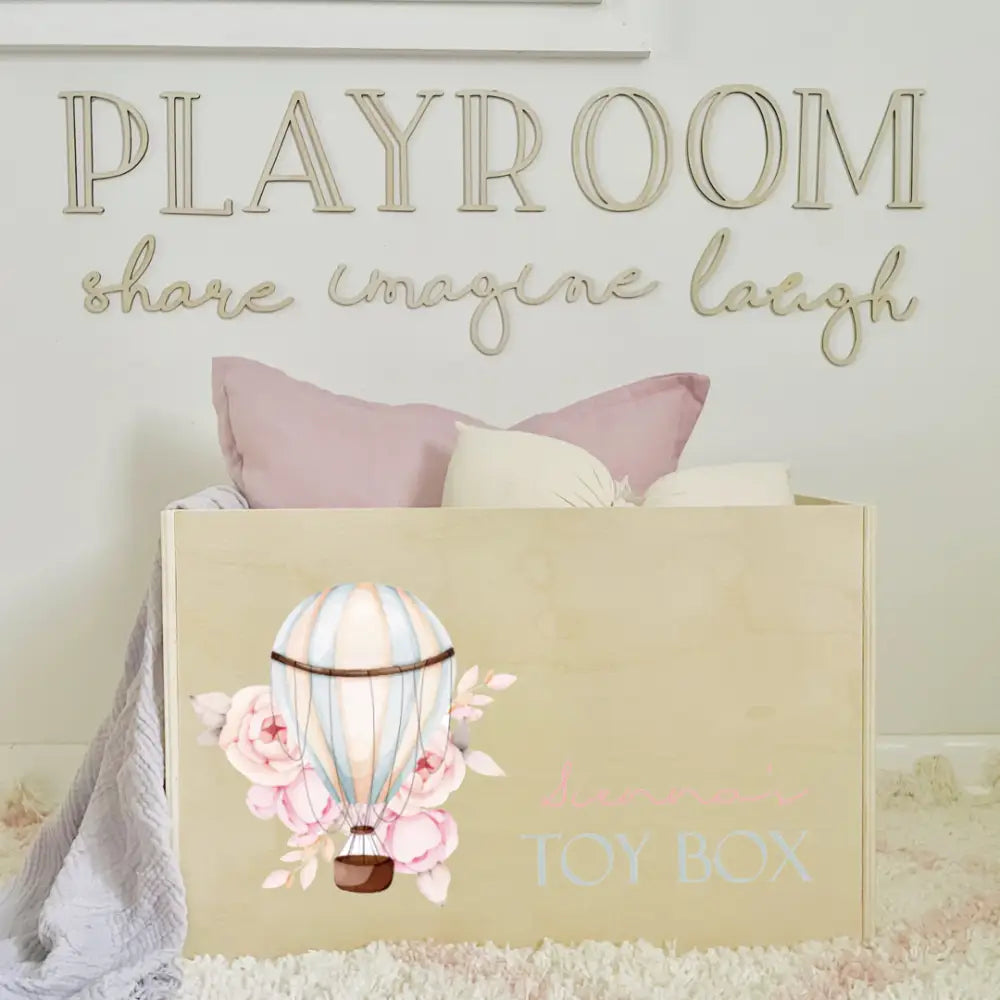 Toy Box - Pink Hot Air Balloon - Timber Tinkers