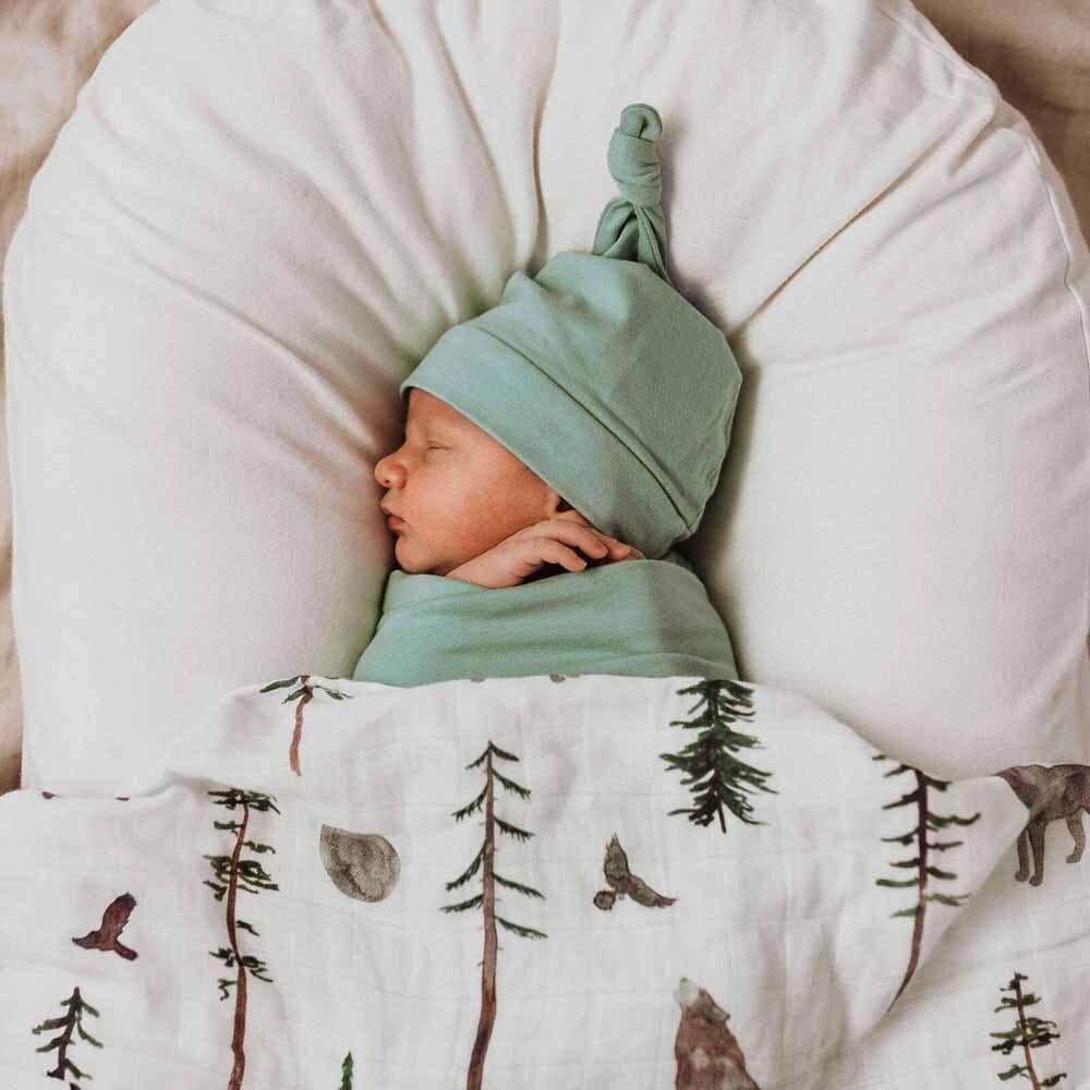 Sage Snuggle Swaddle & Beanie Set - Timber Tinkers