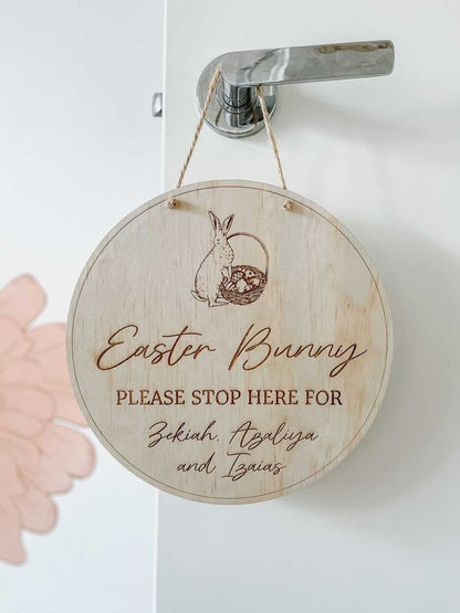 Easter Bunny Please Stop Here Sign - Bunny Basket