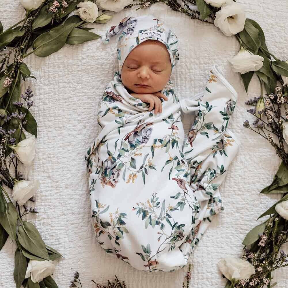 Eucalypt Baby Jersey Wrap & Beanie Set - Timber Tinkers