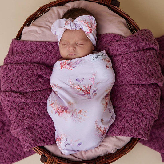 Coral Organic Snuggle Swaddle & Topknot Set - Timber Tinkers
