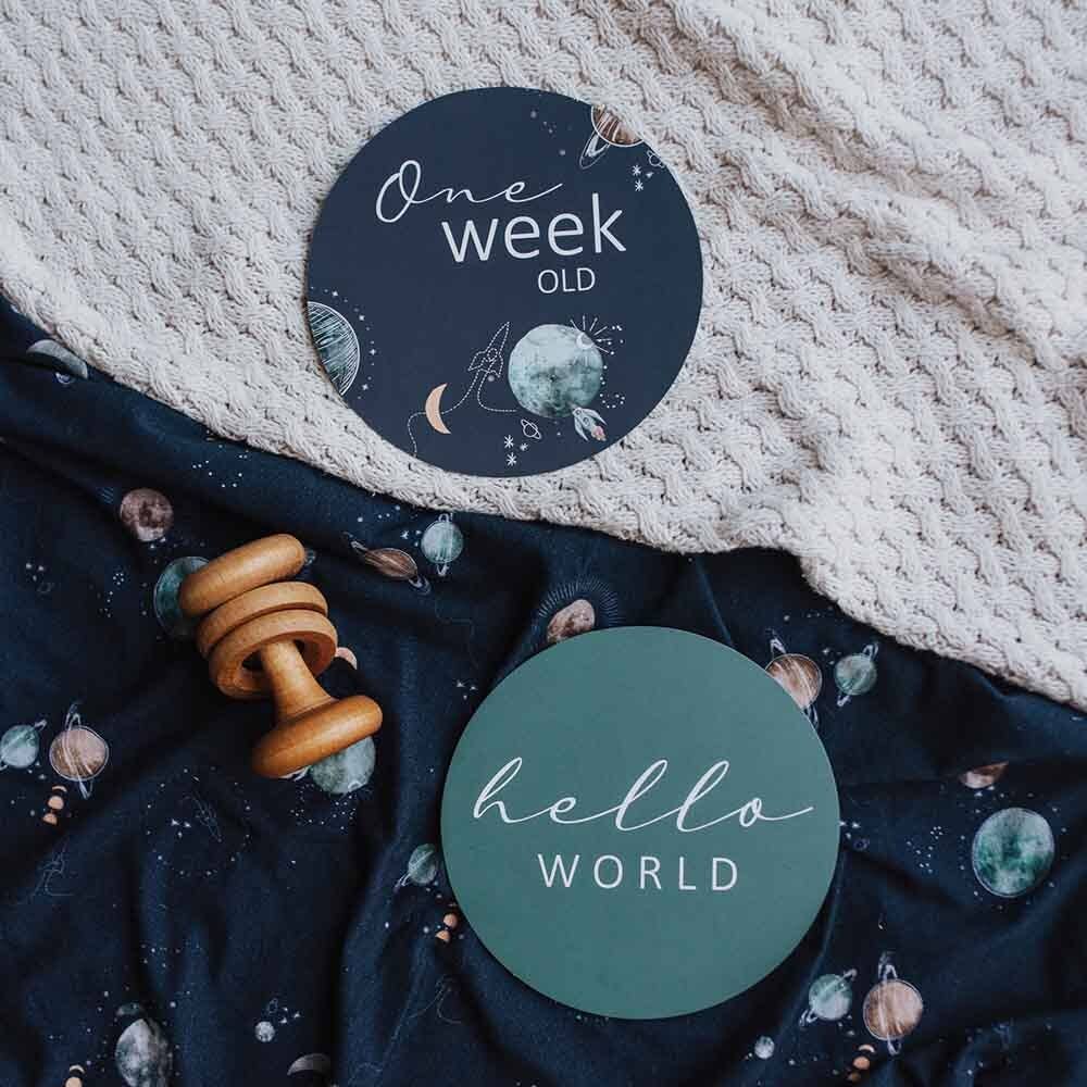 Milky Way & Soft Moss Reversible Milestone Cards - Timber Tinkers