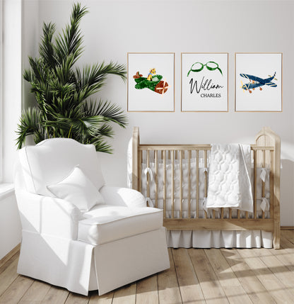 Personalised Aviation Wooden Canvas Print Set