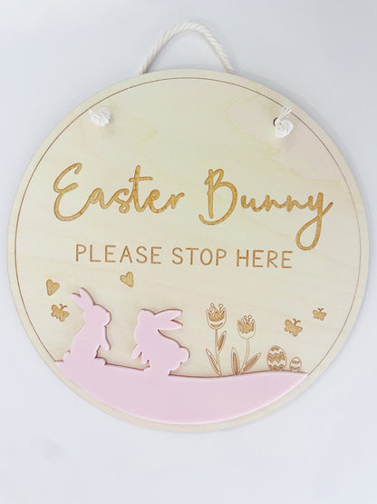 Easter Bunny Please Stop Here Sign 3D