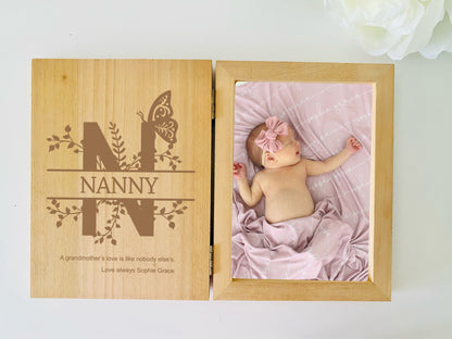 Personalised Wooden Photo Frame  - Floral Letter