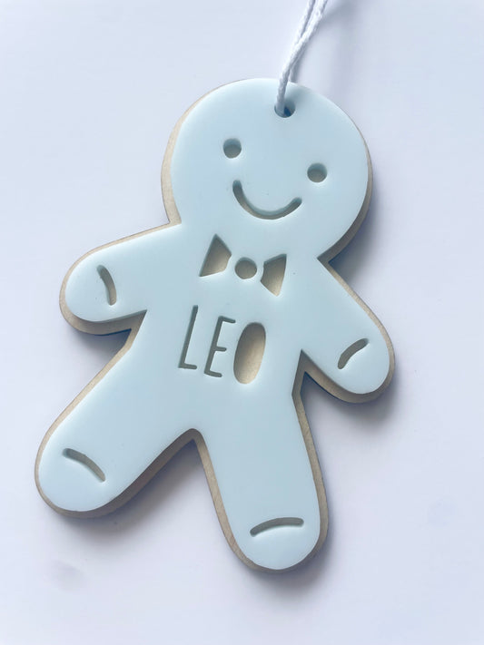 Personalised Pastel Christmas Decorations - Gingerbread Man