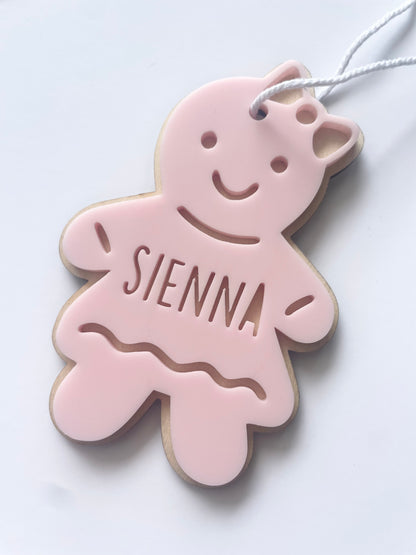 Personalised Pastel Christmas Decorations - Gingerbread Girl