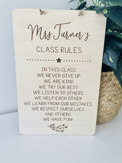 Teacher Class Rules Plaque