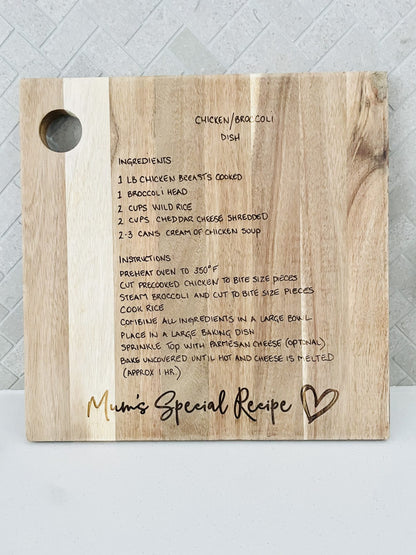 Personalised Recipe Wooden Serving Board