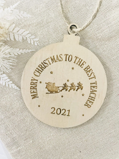 Teacher Ornament - Merry Christmas