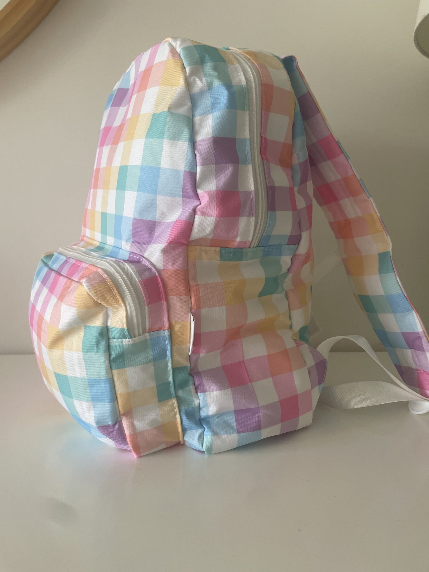 Personalised Kids Backpack - Pastel Gingham