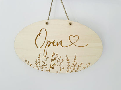 Open & Closed Floral Sign