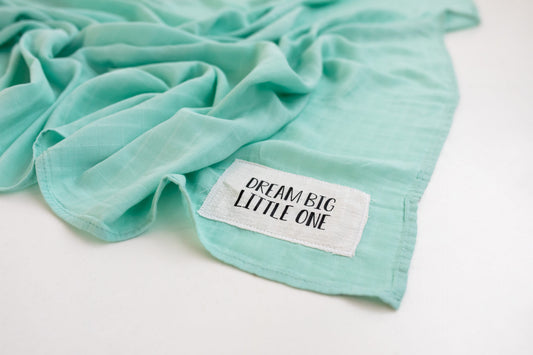 Dream Big Little One Mint Muslin Swaddle