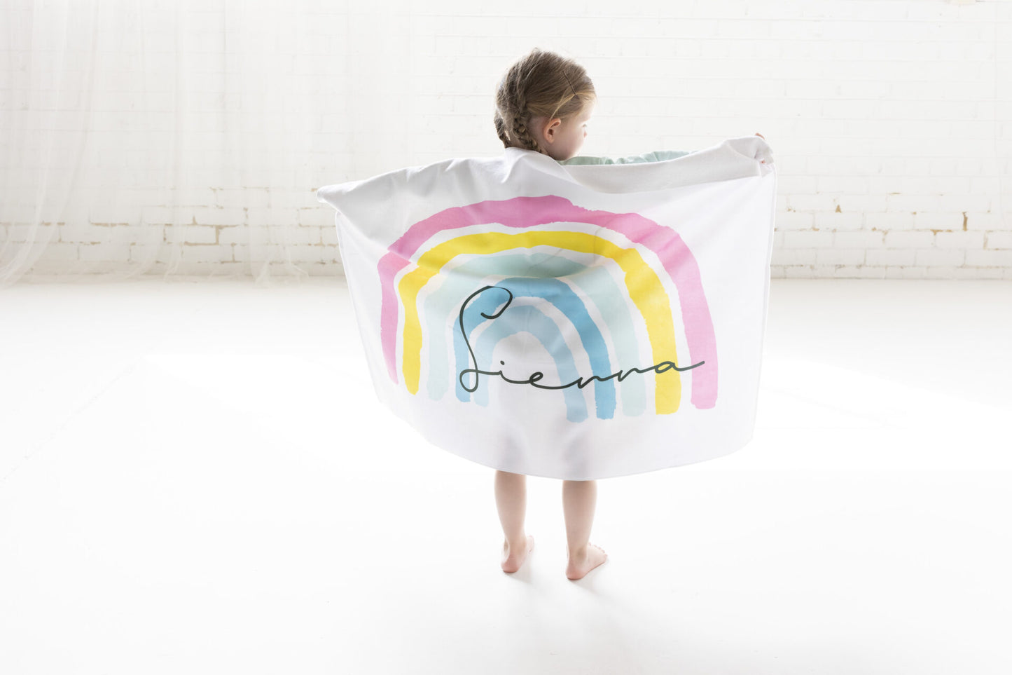 Personalised Kids Towel - Pastel Rainbow