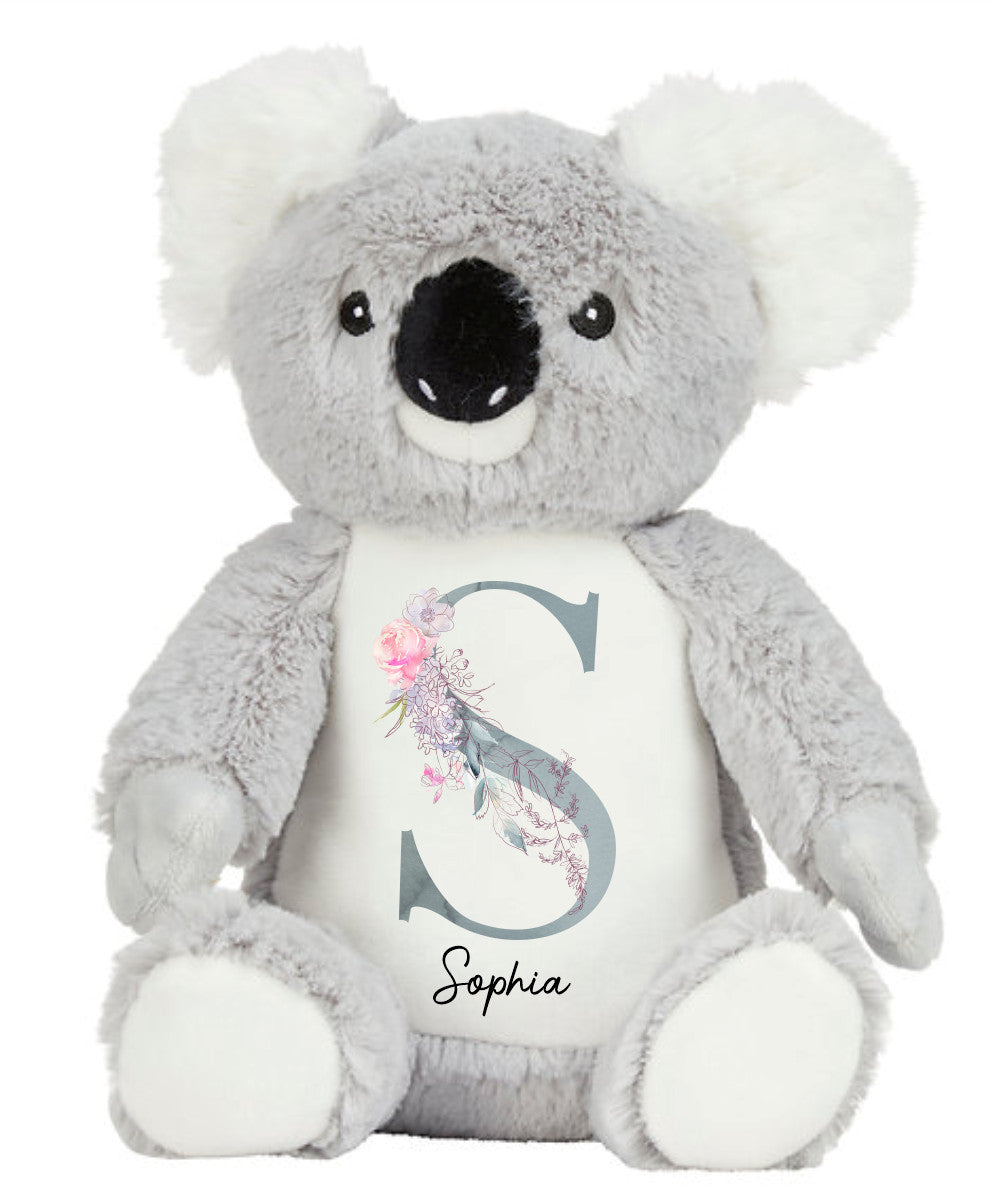 Koala Plush - Grey Floral Letter