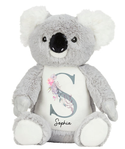 Koala Plush - Grey Floral Letter