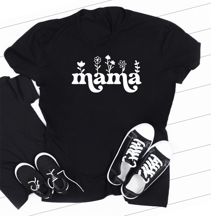 Mama Floral BLACK T-shirt - Size M