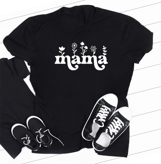 Mama Floral BLACK T-shirt - Size M