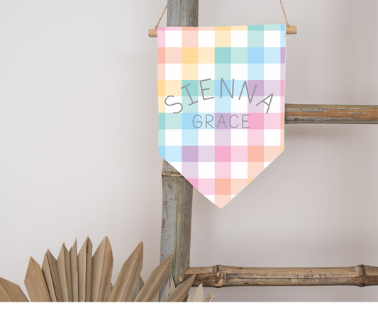 Personalised Flag - Pastel Gingham