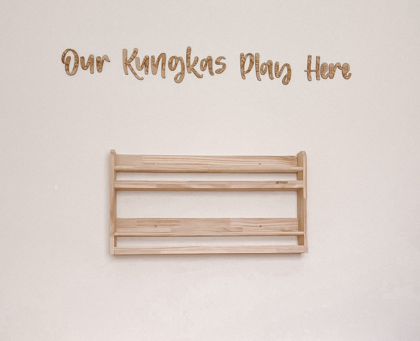 Compact Wall Organizer Shelf with 2 Tier -Varnished SolidWood