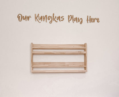 Compact Wall Organizer Shelf with 2 Tier -Varnished SolidWood