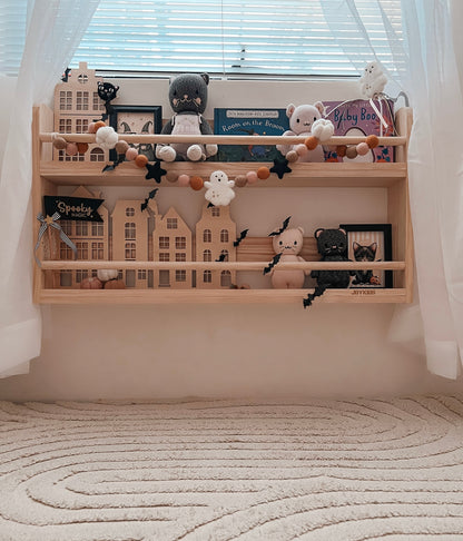 Compact Wall Organizer Shelf with 2 Tier -Varnished SolidWood